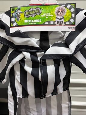 Beetlejuice Adorable Halloween Costume for Dogs/Pets with Wig Size Large, New